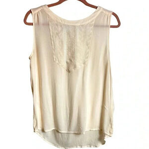 GAP sleeveless blouse,  cream, Medium, Embroidery, feminine, Office, Layering